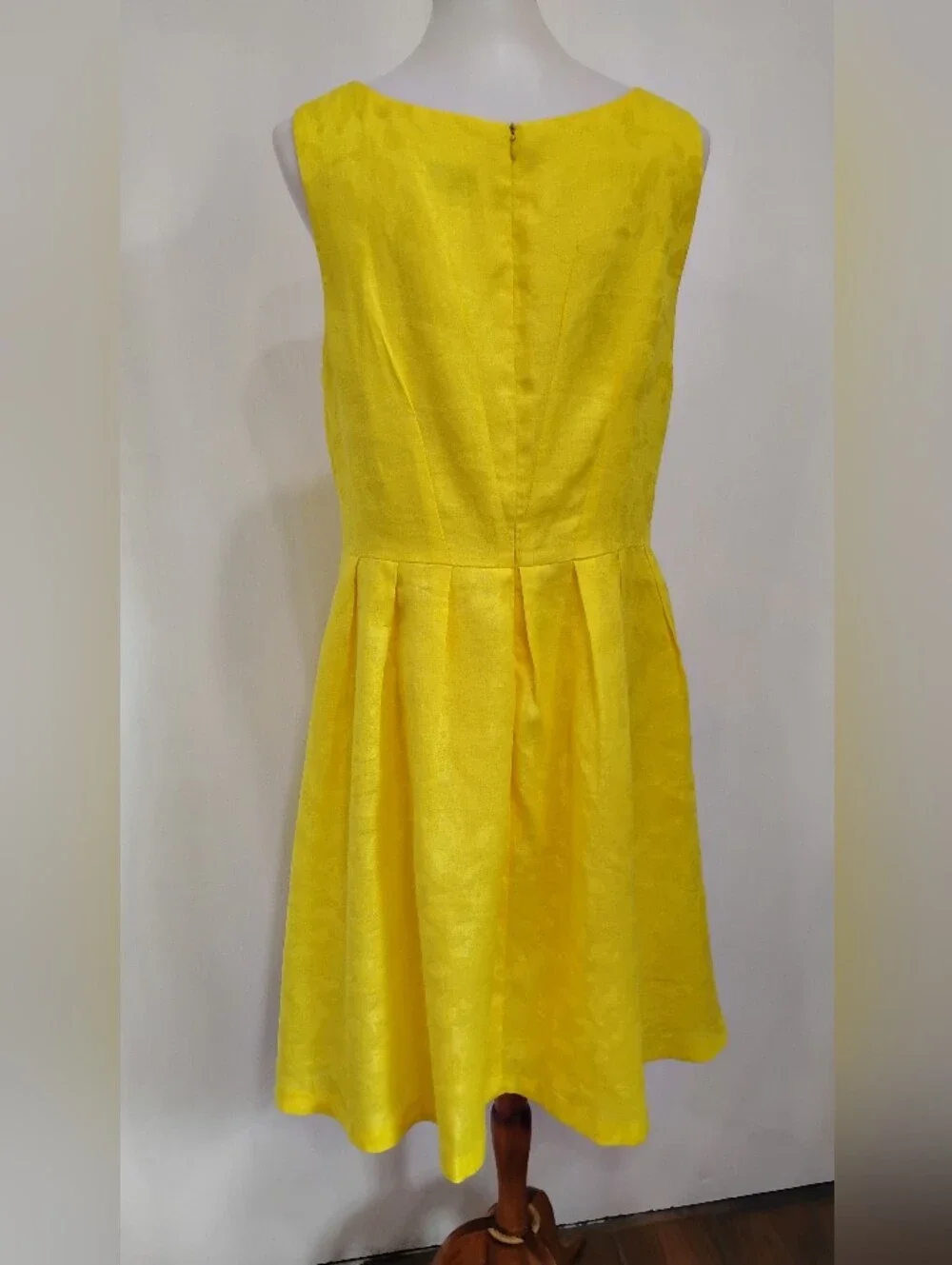 LEMON WOVEN LINEN RETRO DRESS - Picture 8 of 10